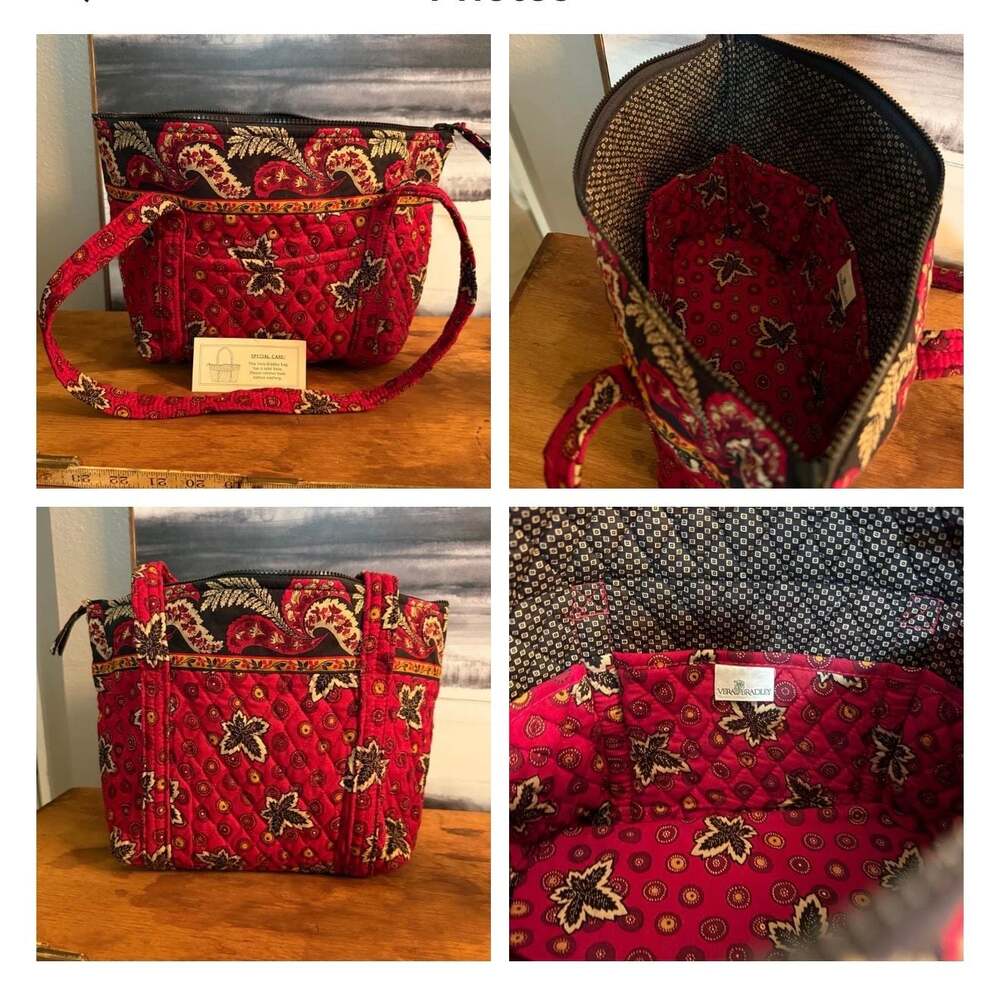 Vera Bradley Red Coin Maple Leaf Villager Shoulder Bag